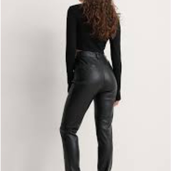 NWT: NA-KD Waxed High Waist Trousers - Picture 3 of 7
